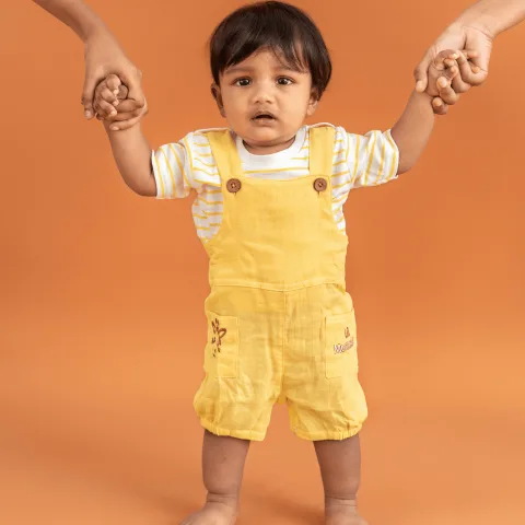 Sunnyraff - Crinkled Muslin Dungarees