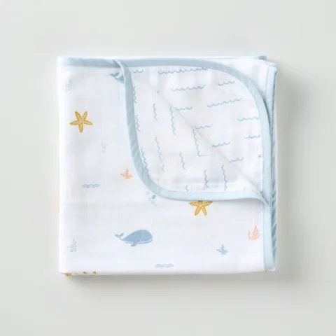 Reversible Muslin Blanket - Under the Sea