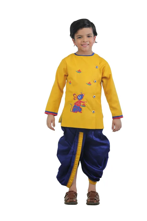 Ahhaaaa Kids Ethnic Cotton Krishna Dress Set for Boys