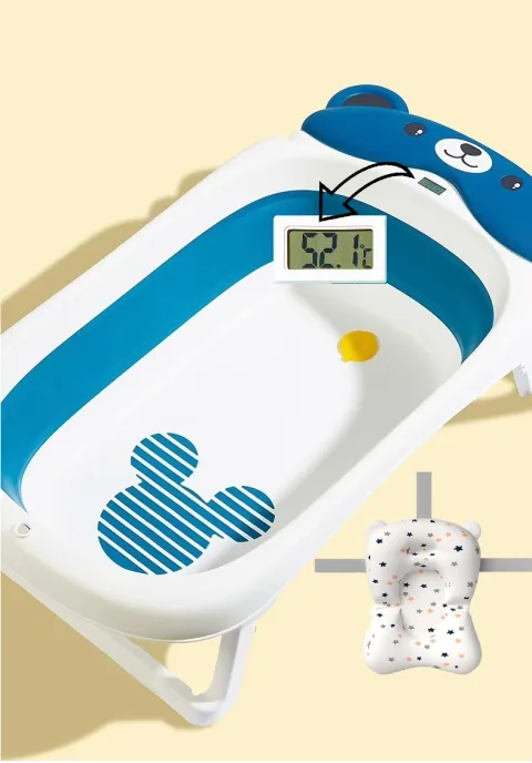BabyTeddy Patented New Improved 2023 Model Large Baby Bath Tub Collapsible,0-5 Years Anti Skid with Bath