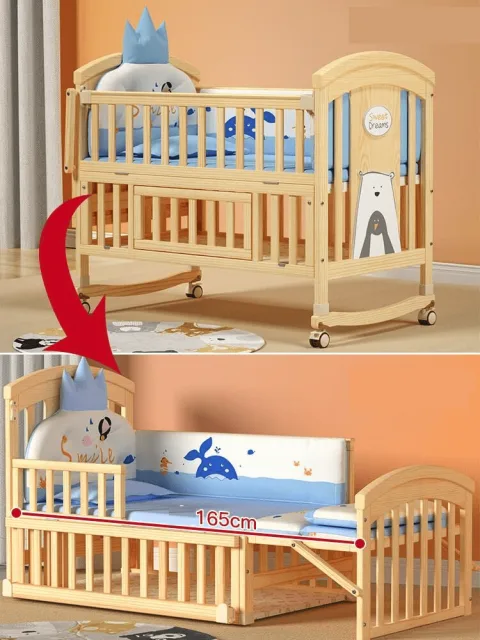 BabyTeddy® 12 in 1 Patented Multifunctional Baby Crib, Baby Cot, Toddler Bed,Cradle Rocker,Convertible