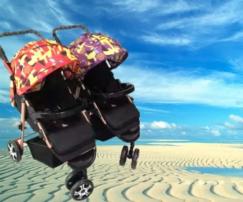 BabyTeddy® Baby Twin Stroller Detachable Easy Foldable Twin Stroller and Pram for Kids(Rainbow)
