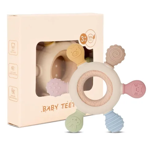 Silicone Wooden Baby Teether