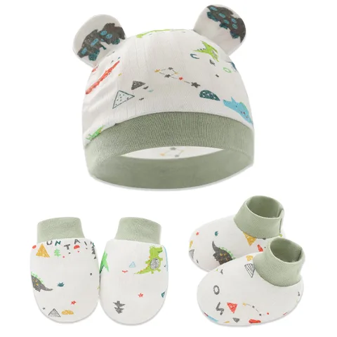 Baby Safety Cap, Socks Hand Mittens (Set of 3)