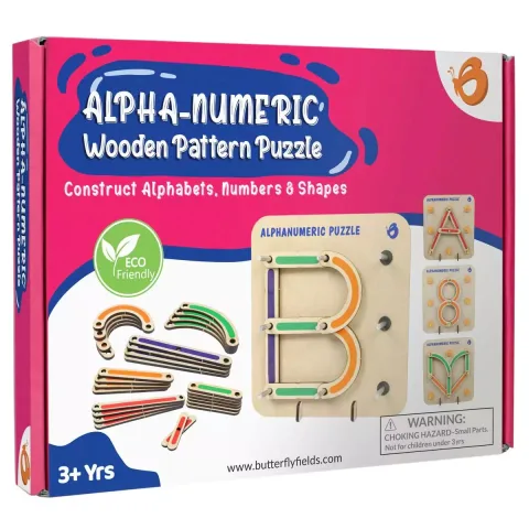 Wooden Alphabets Numbers Construction Puzzle for Kids 3+ Years