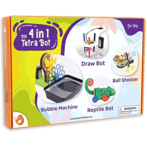 4in1 Robot Toys for Kids – Bubble Gun Machine, Ball Shooter, Drawing & Reptile Robot – STEM DIY Fun Toys for