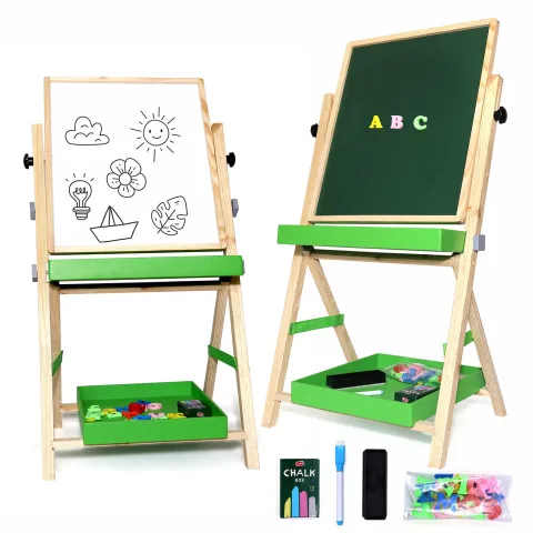 Chanak 2-in-1 Wooden Easel Board for Kids 3+ Years