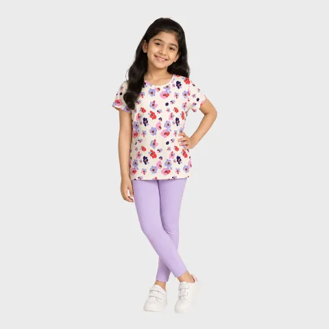 Girls Cotton All-Over Flower Print T-Shirt (1 Pack)