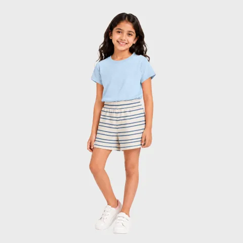 Girls Regular Fit Plain Cotton Shorts Blue Colour(Pack of 1)