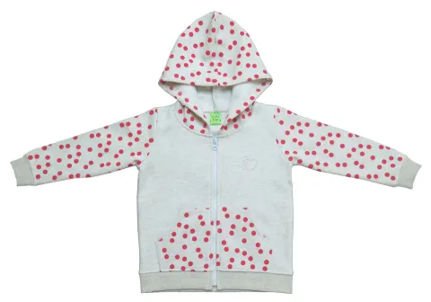 Clothe Funn Girls Classic Hooded Jacket, Ecru Melange