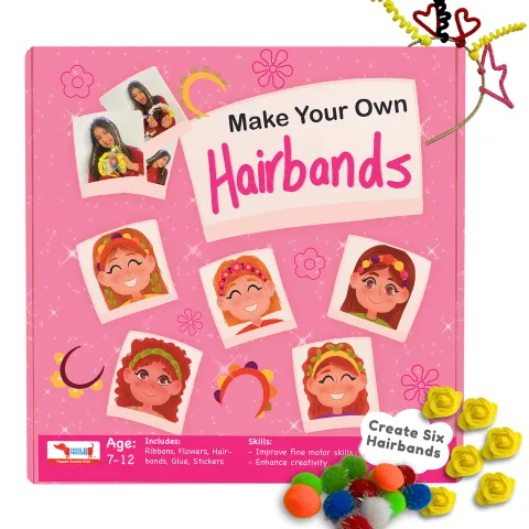 Make Your Own Hairbands Kit – DIY Art & Craft Set for Girls (Make 10 Hairbands)