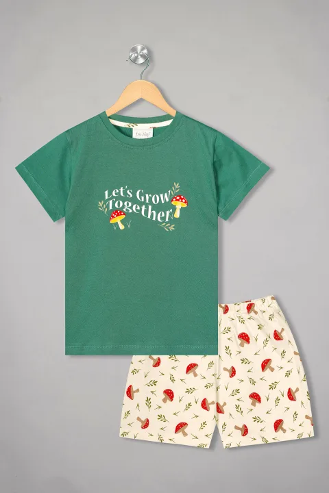 Let's Grow Together Green Shorts Set