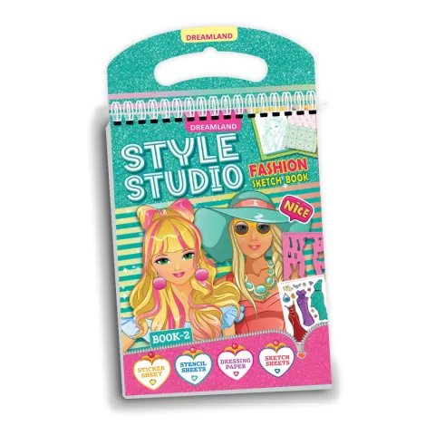 Style Studio Fashion Sketch Activity Book 2- Creative Design Kit with Sticker Sheets, Stencil Sheets