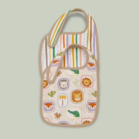 Pack of 2 Bamboo Muslin Bibs - Jungle Buddies