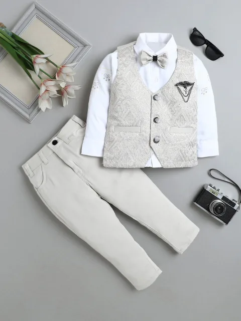 Boys Embellished & Embroidered 4 Piece Suit Set