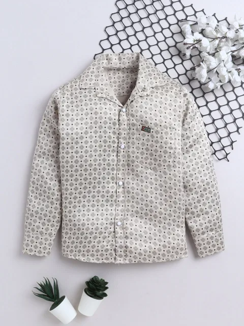 Boys Cotton Blend Geometric Print Shirt