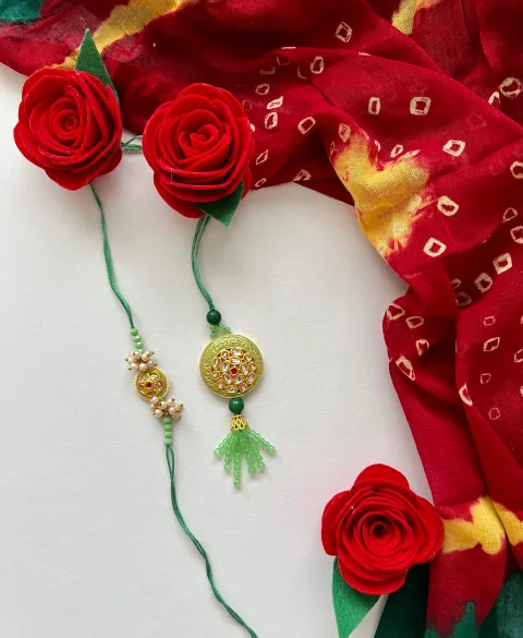 "Utsav" Kundan Rakhi and Lumba Set