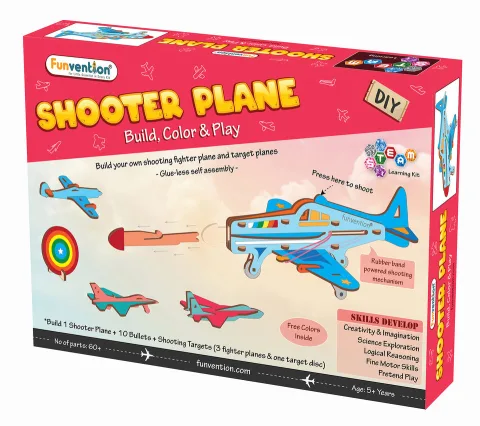 Funvention DIY Shooter Plane Toy for Kids 6+ Years