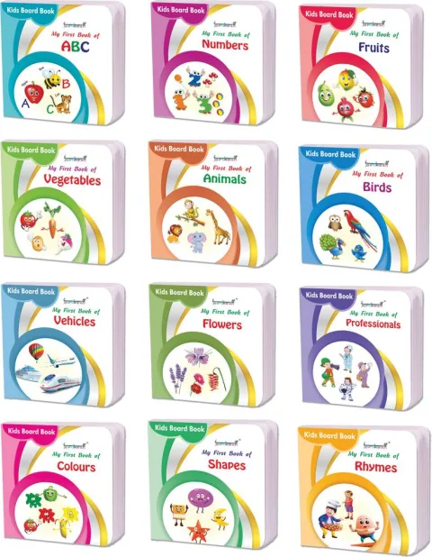 My First Library Box-Set of 12 Preschool Board Books For Kids Early Learning – Non tearable Water Proof Board