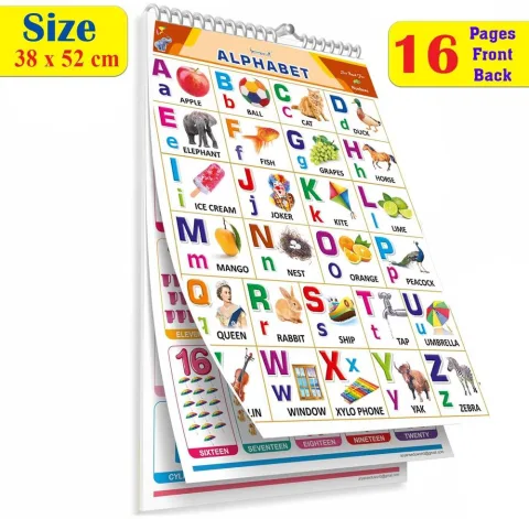 gurukanth All in One ENGLISH & HINDI Chart For Kids (16 Charts ) Children Spiral Chart (Multicolor)