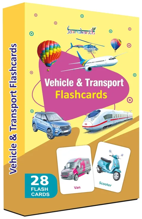 Gurukanth® Premium Vehicles Flash Cards for Kids Early Learning