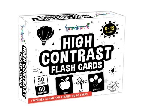 Gurukanth® Premium High Contrast Flash Cards for New Born Baby – Black & White