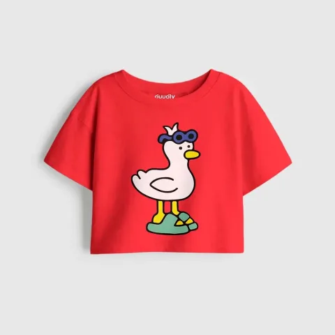 Girls Red MiniSoft Cotton Crop top – Cool Duck