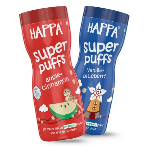 Happa Vanilla Blueberry and Apple Cinnamom Baby Puffs