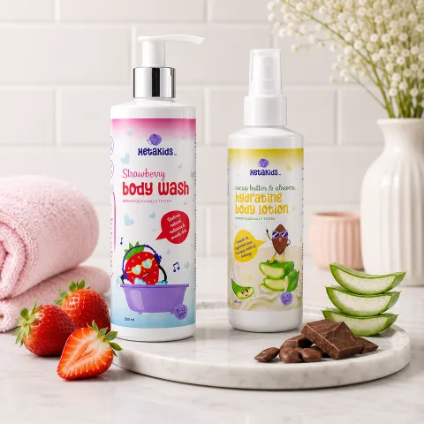 Soft Skin Duo (Strawberry Body Wash + Hydrating Body Lotion) -Cleanse • Hydrate • Protect • Kids 5–12 Years