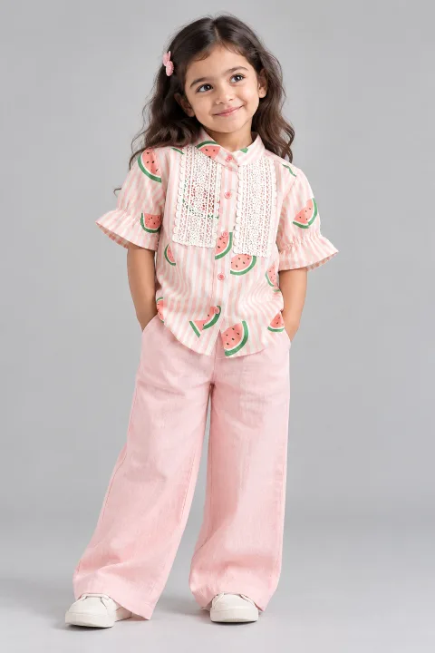 Watermelon On Stripe Print Top