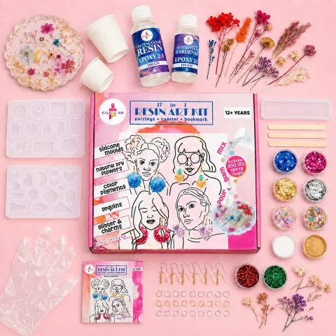 Kalakaram 17 in 1 Resin Art Kit with Moulds for Beginners