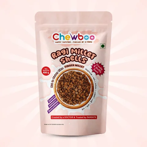 Chewboo Ragi Millet Shells – High Fibre, Iron & Calcium Rich Kids Cereal (400g)