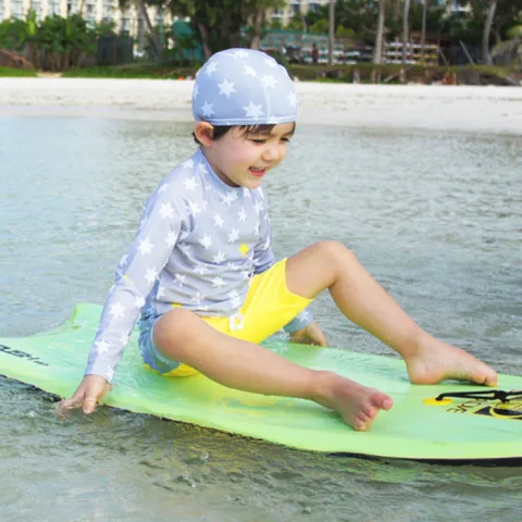 Stars Print 2 Piece Swim Suit With Cap - Yellow