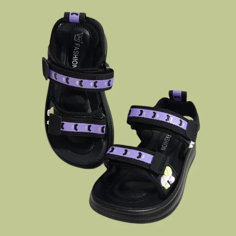 Balloon Patch Sandals - Black