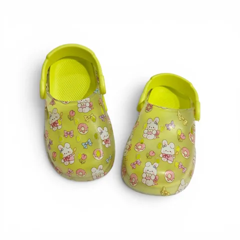 Bunny Printed Clogs - Neon Green