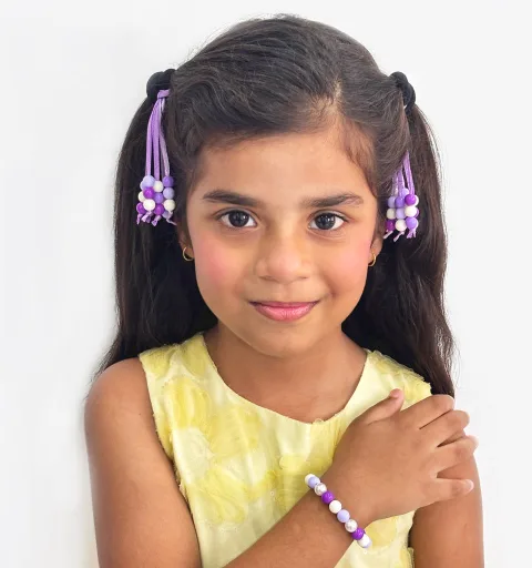 Ribbon Rubberbands & Beaded Bracelet Set