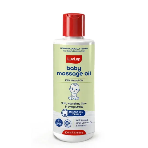 LuvLap Baby Massage Oil with Almond, Virgin Coconut Oil & Vitamin E, Deep Nourishing, Skin Repair &