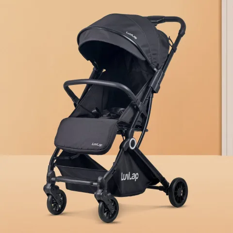 Elite Black Baby Stroller, Pram for 0 to 3 Years with 5 Point Safety Harness