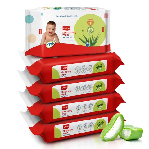 LuvLap Moisturising Wet Wipes without Lid For Baby Skin, Enriched with Aloe Vera, Vitamin E & Chamomile
