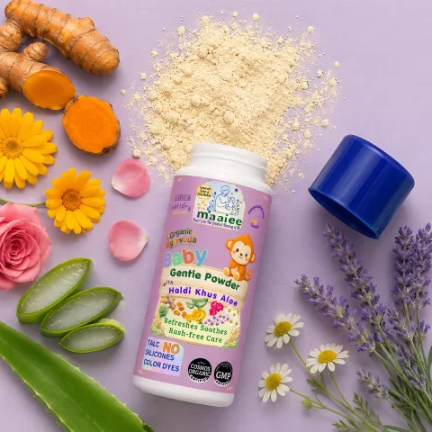 Ushira Haridra Organic Baby Powder with Navpushpadi Haldi, Khus & Aloe