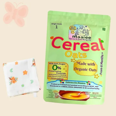 Organic Oats Cereal + Muslin Wipe/Burp Cloth