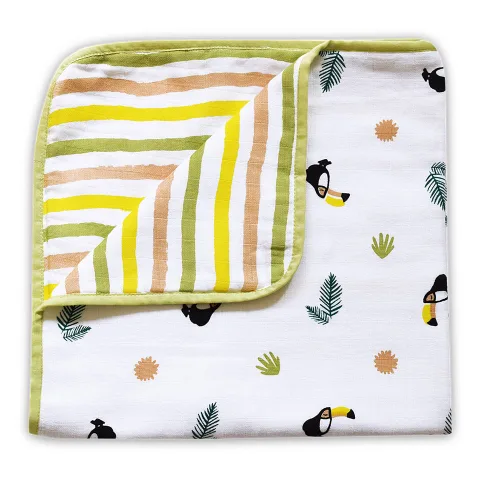 Organic muslin Blanket - Tropical Toucan