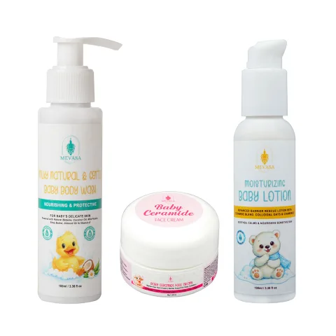 Mevasa 100% Natural Baby Face Cream, Lotion & Body Wash