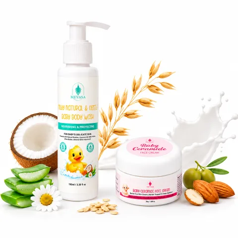 Mevasa Baby Ceramide Face Cream & Gentle Milky Baby Body Wash