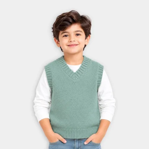 1Pk 100% Polyester Moss Knit Sleeveless Sweater