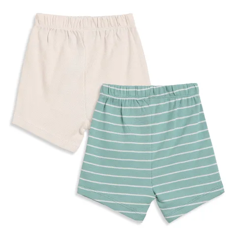 Baby Boys Cream and Mint Cotton Shorts Pack of 2 Regular Fit