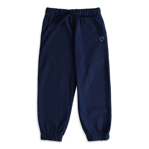 Girls Navy Blue Cotton Blend Joggers Regular Fit Casual Wear