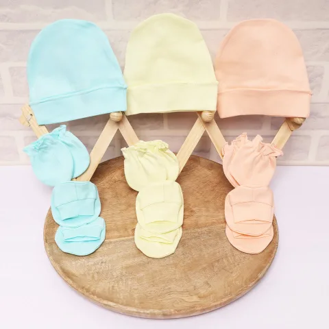 New Born Baby Cap Mitten Bootie Set