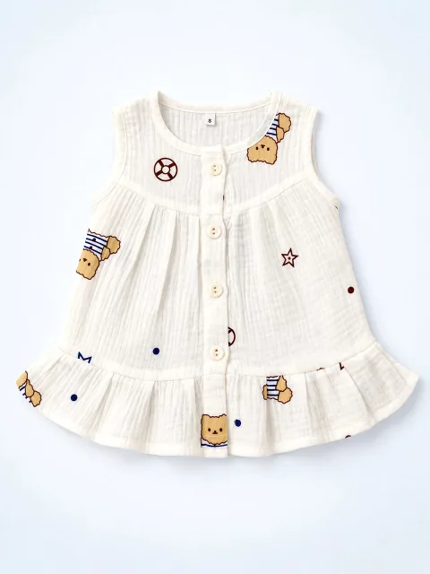 Sailor Bear Baby Girl Muslin Frock