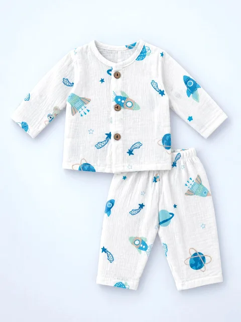 Space Rockets White Baby Co-ord Set